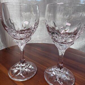 Set of 2 Villeroy & Boch Iris Cut Crystal Claret Wine Glasses